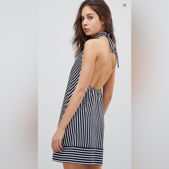 ASOS Halter Swing Sundress in Cut About Stripe - Picture 3 of 10